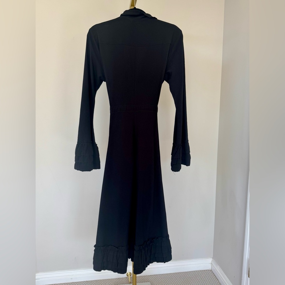 Cordelia Black Ruffled Women's Coat - Picture 4 of 6